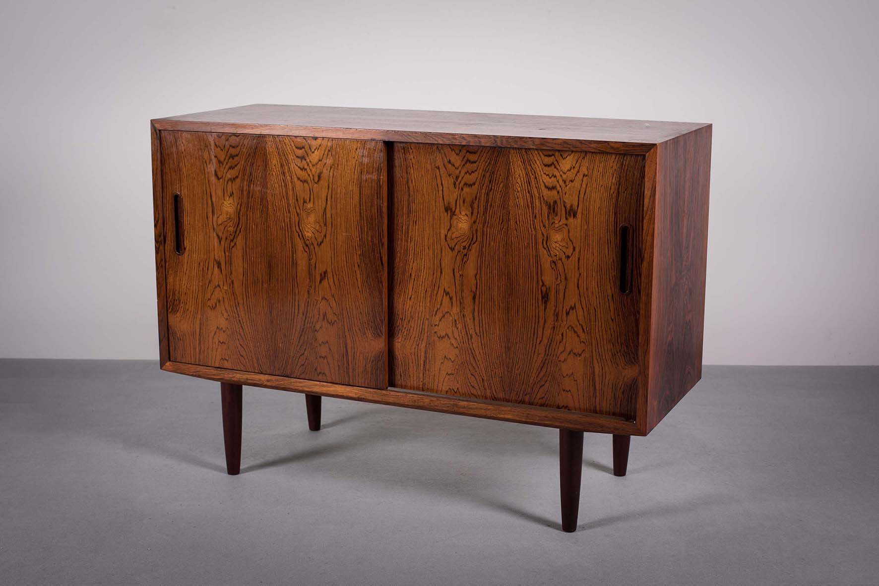 A ROSEWOOD SIDE CABINET, DANISH, with tw