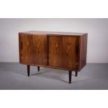 A ROSEWOOD SIDE CABINET, DANISH, with tw