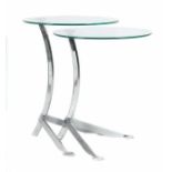 A SET OF CHROME OCCASIONAL TABLES, with