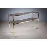 A GILT TWO TIER HALL TABLE, FRENCH, 1970