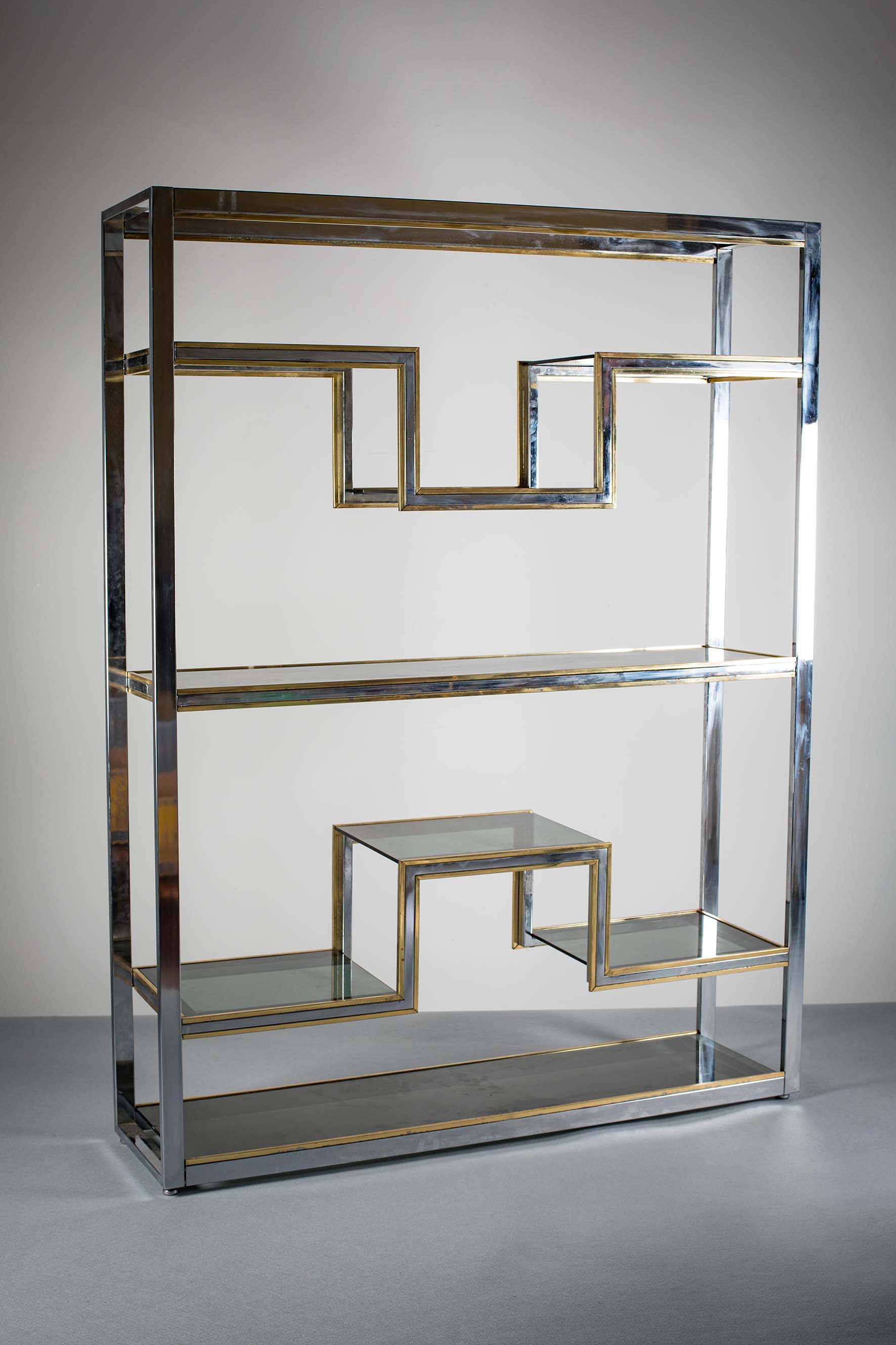 A SET OF CHROME AND GILT OPEN SHELVES, I - Image 2 of 2