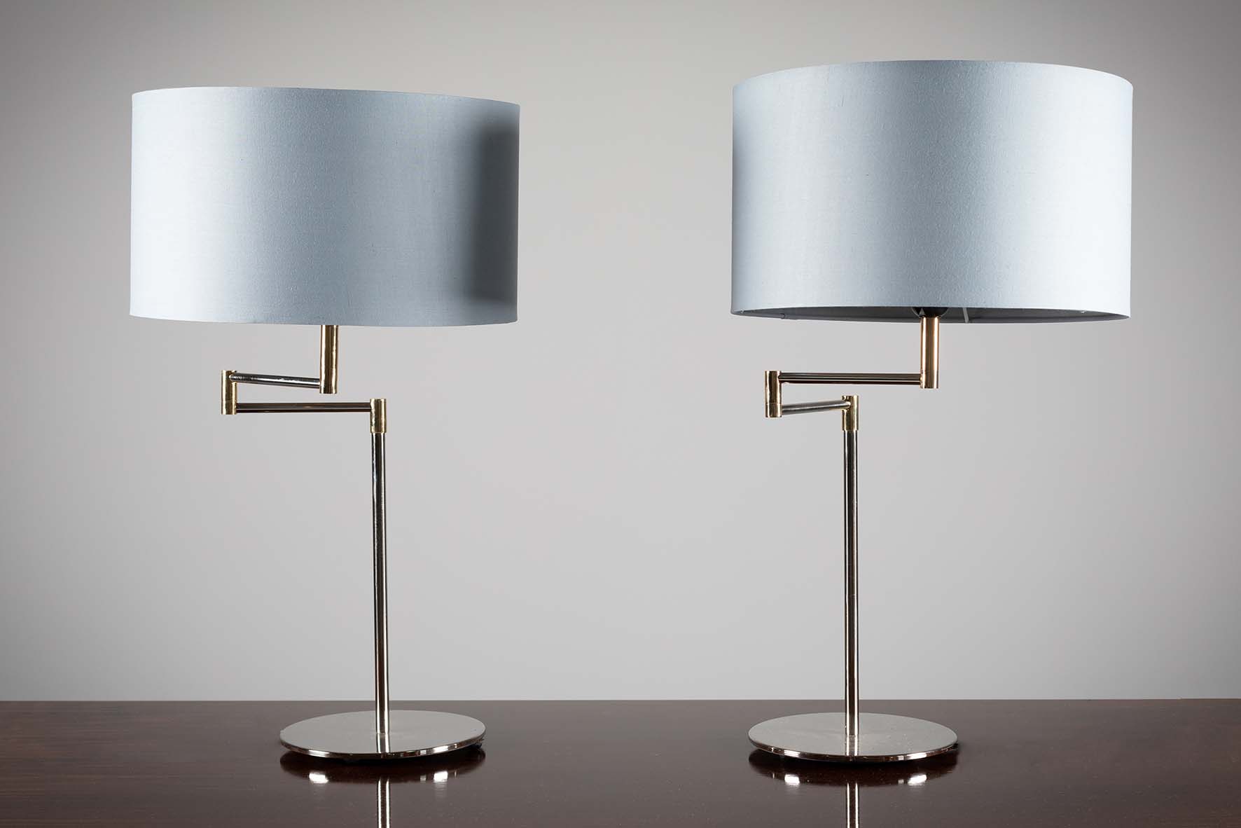 A PAIR OF BRASS TABLE LAMPS, 1970s with