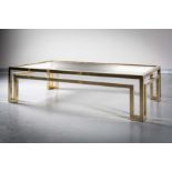 A GILT METAL COFFEE TABLE, 1970s, with i