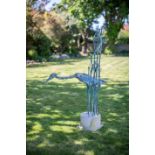 James McCarthy, Contemporary HERON IN THE REEDS Bronze, 60” high, incl. base (152.5cm)