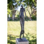 Rowan Gillespie b.1953 CLICK Bronze, 44” high (112cm), excluding stone plinth; signed, inscribed and