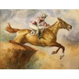 Peter Curling .1955 JOCKEY & HORSE Gouache, 18" x 24" (46 x 61cm), signed and dated 1978 Bell