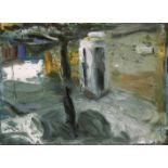 Donald Teskey RHA, b.1956 KIOSK Oil on card, 8 1/4" x 12" (21 x 30.5cm), signed and dated 1996,