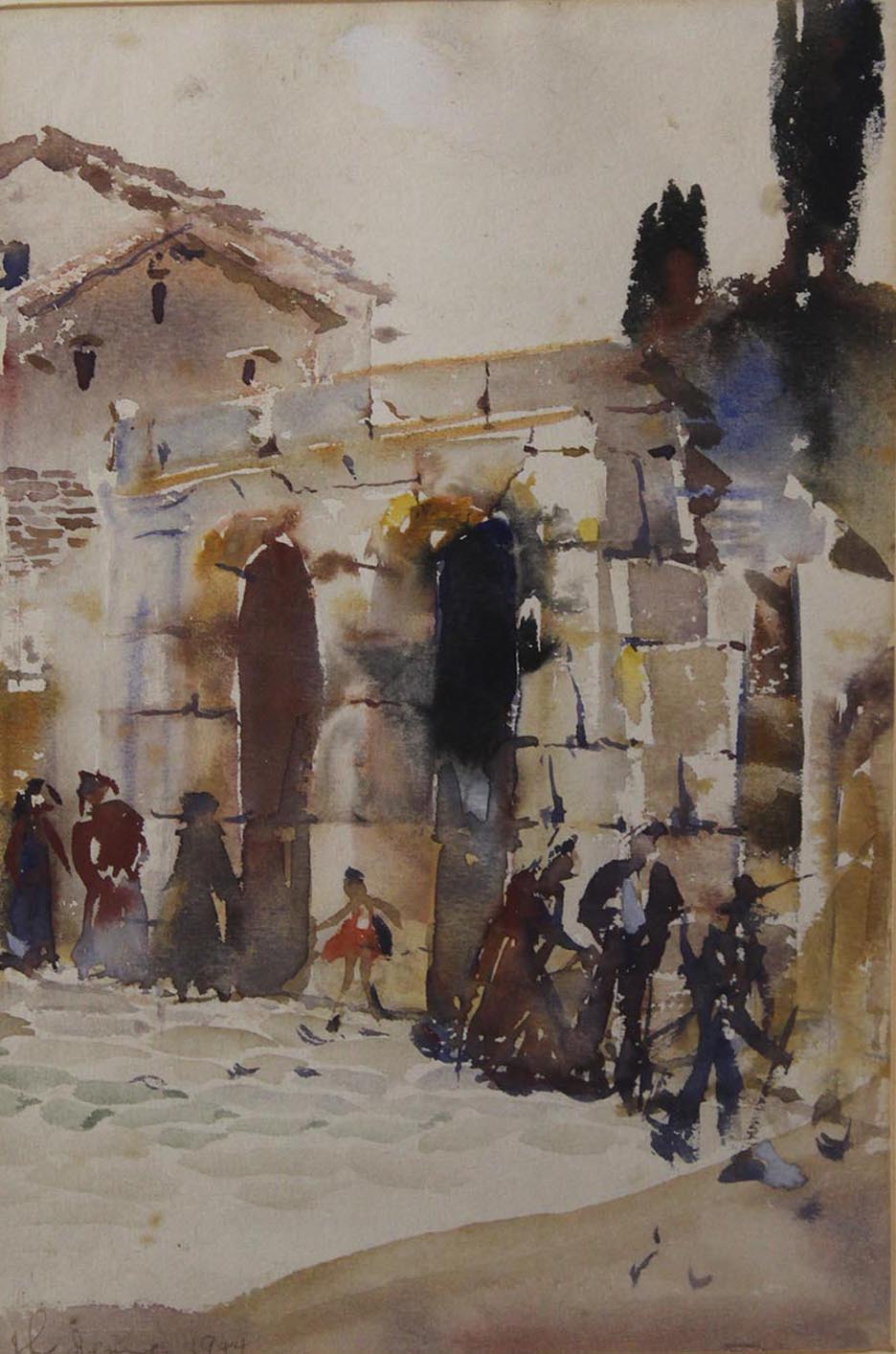 James Le Jeune RHA 1910-1983 STREETSCENE, Watercolour, 9 1/4" x 6" (23.5 x 15.2 cm), signed and