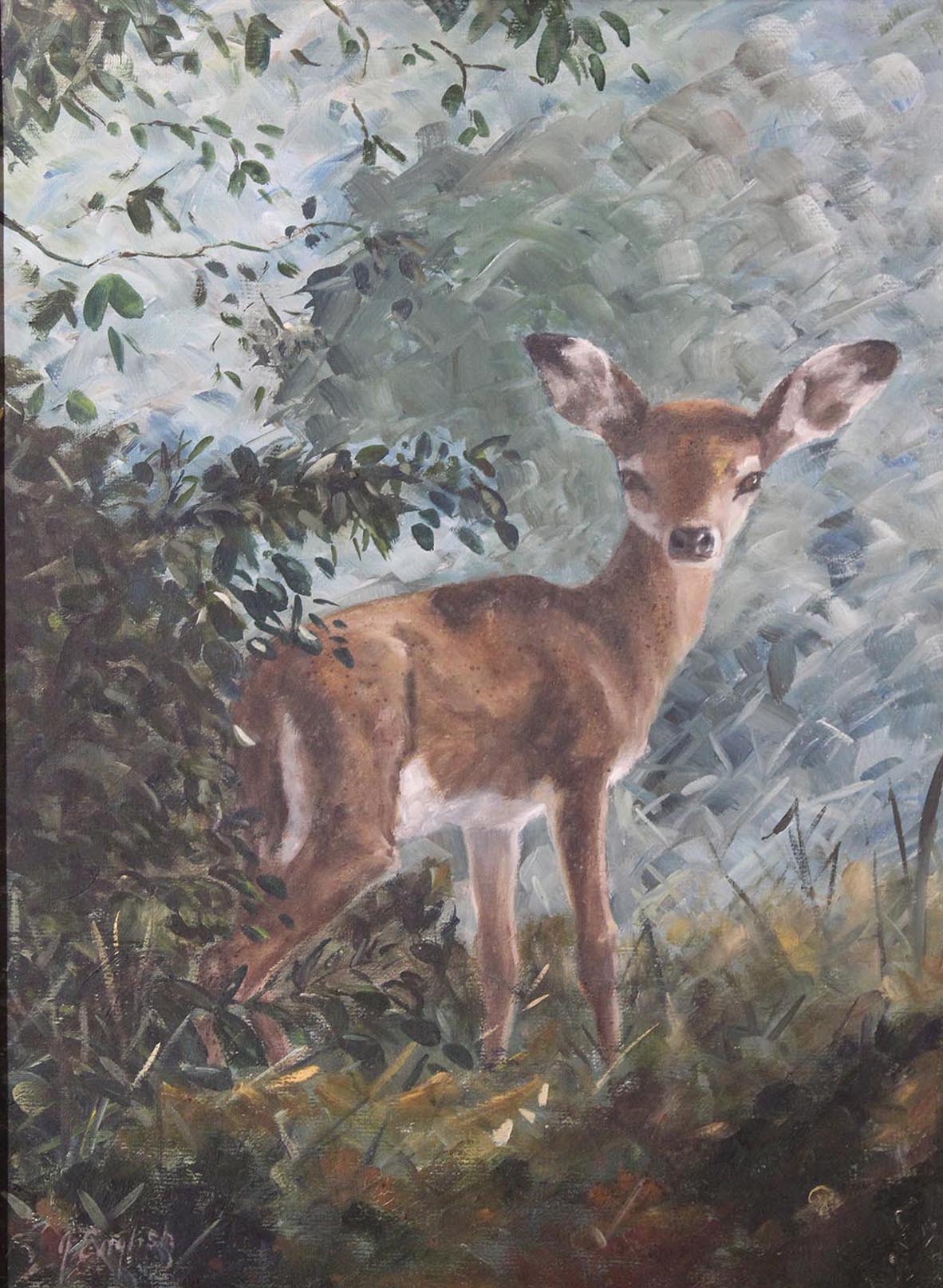 James English FAWN Oil on board, 17.5" x 13.5" (44.5cms x 34.3cms), signed