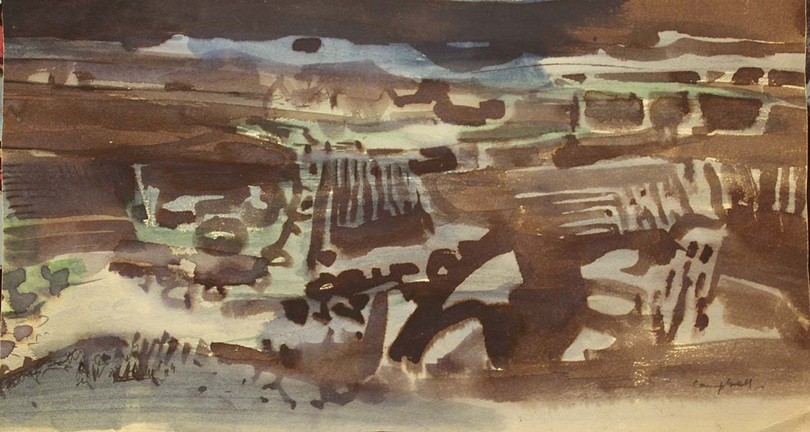 George Campbell RHA 1917-1979 NEAR MAAM CROSS Watercolour, 7" x 13 1/4", signed, inscribed verso.