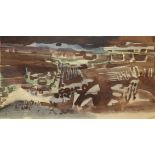 George Campbell RHA 1917-1979 NEAR MAAM CROSS Watercolour, 7" x 13 1/4", signed, inscribed verso.