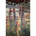 Arthur Maderson b.1942 LERICI YACHT CLUB, ITALY Oil on board, 48" x 32" (122 x 81cm), signed,