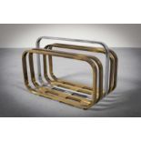 A CHROME AND GILT MAGAZINE RACK, ITALIAN, 1970s