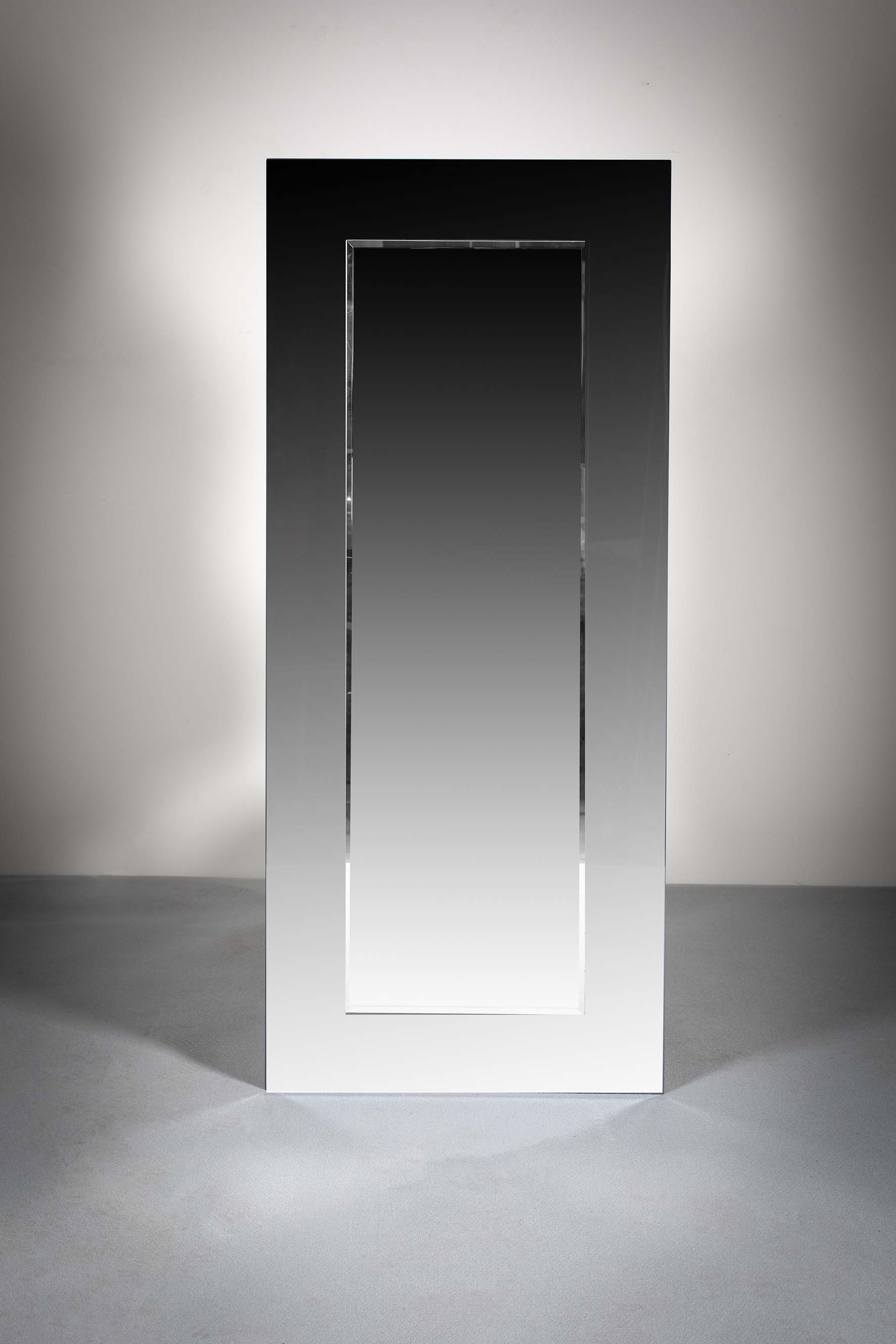 A RECTANGULAR TWO TONE WALL MIRROR, FRENCH, 140cm x 60cm