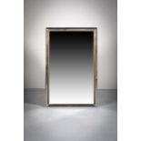 A CHROME AND GILT WALL MIRROR  90 x 58cm