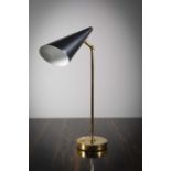 A DESK LAMP, ITALIAN 1960s, with black tapering adjustable shade, 58cm (h)