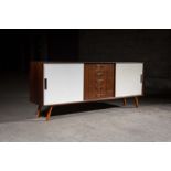 A ROSEWOOD SIDEBOARD, DANISH 1960s, in the manner of Arne Vodder, with five centrAl drawers