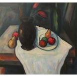 STILL LIFE ON A WHITE TABLECLOTH by Peter Collis