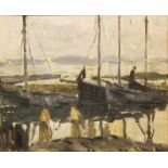 Charles Vincent Lamb RHA RUA, 1893-1964 CONNEMARA TURF BOATS Oil on board. 10" x 14" (25.5 x 35.