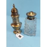 A GEORGE V SILVER SUGAR CASTER AND COVER, maker:- TS, Birmingham 1933,