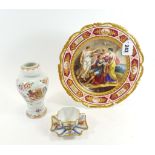 A LATE 19TH CENTURY VIENNA PORCELAIN CABINET PLATE with hand painted scene after Angelica Kaufmann,