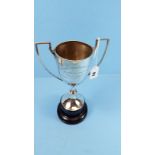 A GEORGE V SILVER DOUBLE HANDLED TROPHY CUP for Felixstowe Allotment Competition, maker:- D G C,