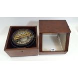 SIMPSON & LAWRENCE, GLASGOW, A GIMBALLED SHIPS COMPASS in a glazed front mahogany case,