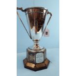 A GEORGE V SILVER DOUBLE HANDLED TROPHY CUP for Felixstowe Drama Festival, maker:- W N LTD,