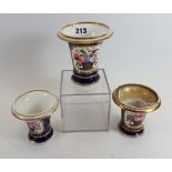 A 19TH CENTURY ENGLISH PORCELAIN GARNITURE OF THREE VASES,