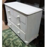 A white painted Victorian pine chest of drawers (2+2) CONDITION: Please Note - we