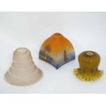 3 glass table lamp shades in various styles CONDITION: Please Note - we do not make