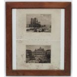Signed Y Voiy? French c1930, A pair monochrome engravings, Notre Dame by the Seine,