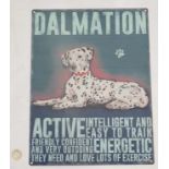 21st C metal sign 400 mm x 300 mm wide " Dalmation" active energetic needs lots of exercise