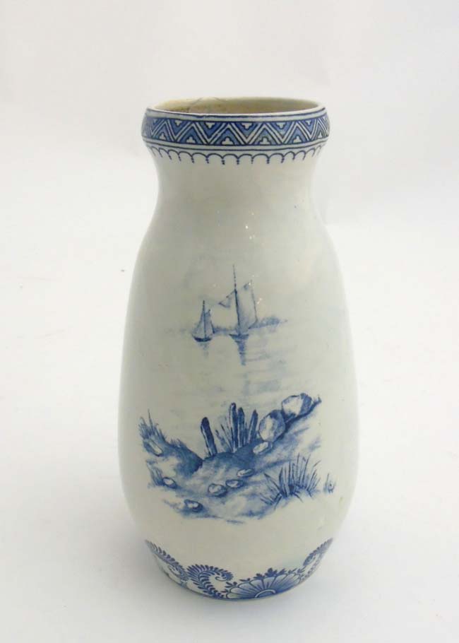 A circa 19th C Royal Bonn ''Delft'' blue and white vase depicting a Dutch mother and daughter - Image 11 of 13