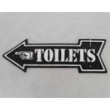 21sr C Painted cast metal " Toilet" arrow sign 1" long