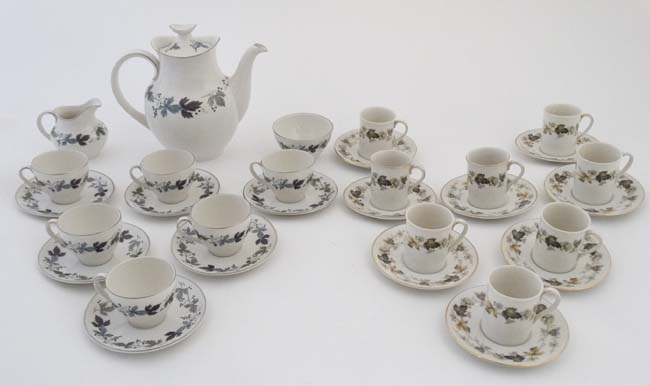 A Royal Doulton '' Burgandy '' pattern tea set , number TC1001, to include teapot, milk jug,