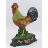 A 21st C painted cast metal Cockerel door stop.