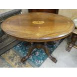 A Victorian oval inlaid walnut centre table CONDITION: Please Note - we do not make