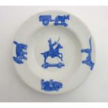 An Edwardian Copeland Spode blue and white nursery bowl,