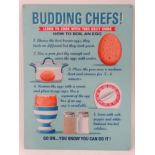 21st C Metal sign 15 3/4" x 11 3/4" wide 'Budding Chefs' 'Learn to cook with this easy guide'