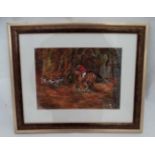 Hunting, Pastel, Signed J .