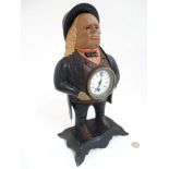 Automaton clock : a painted cast iron 21st century Timepiece formed as a pot bellied ,