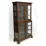 A 19thC walnut 2-part glazed display cabinet 37" wide x 7" high x 14 3/8" deep