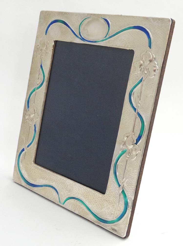 A silver photograph frame with Art Nouveau style enamel decoration. - Image 2 of 9