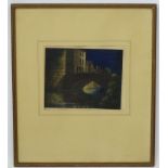 Vincent Carr XIX Coloured print ' Bruges - (Pont du Cheval )' a continental canal Signed and