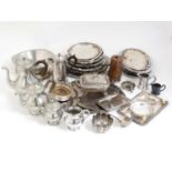 A quantity of assorted silver plated wares to include serving dishes, entree dishes, tea set,