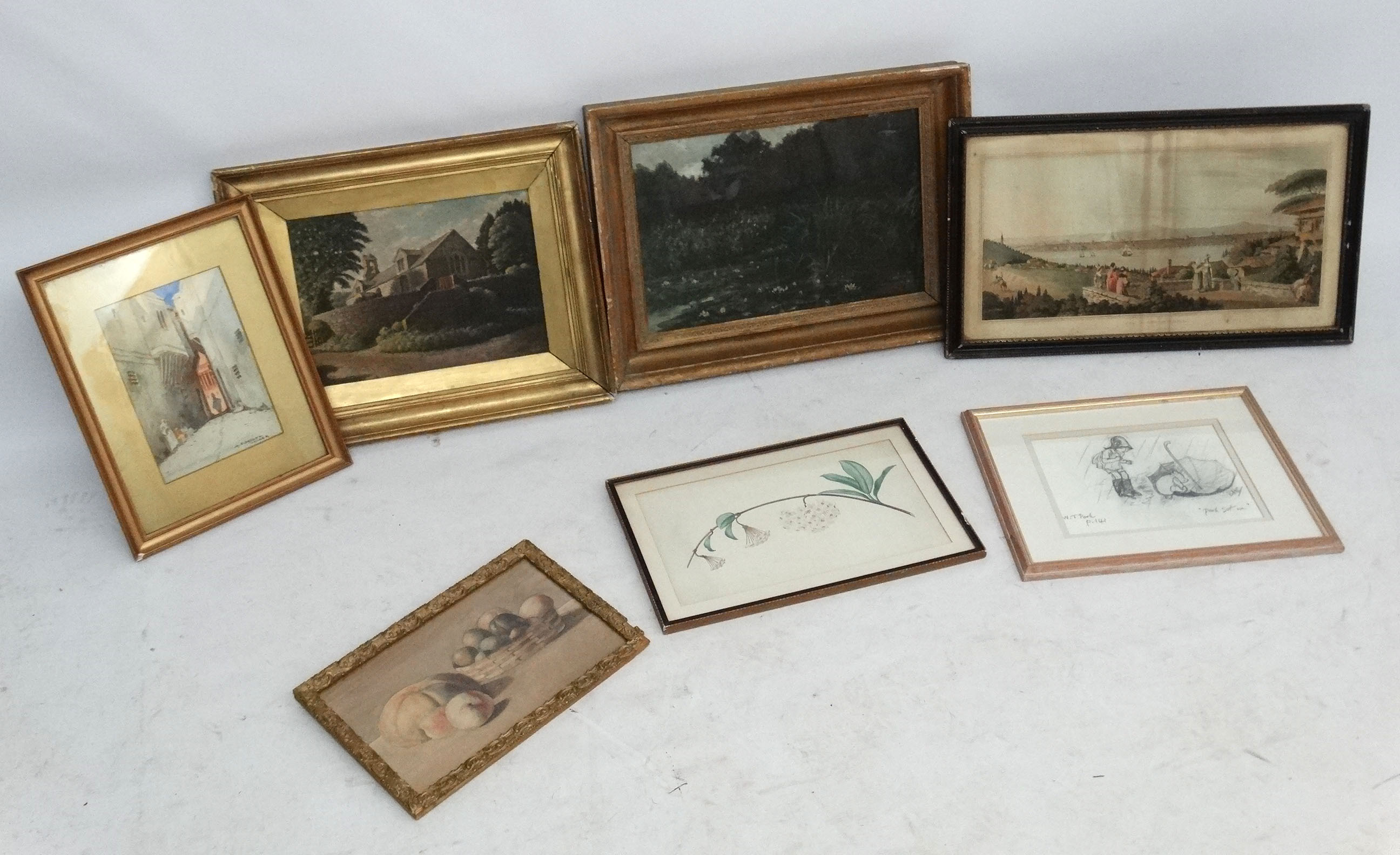 An assorted collection of pictures including: A Filatoff , watercolour ' Alger',