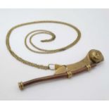 Militaria : An early to mid - 20thC Bosun's Whistle , of brass and copper manufacture ,