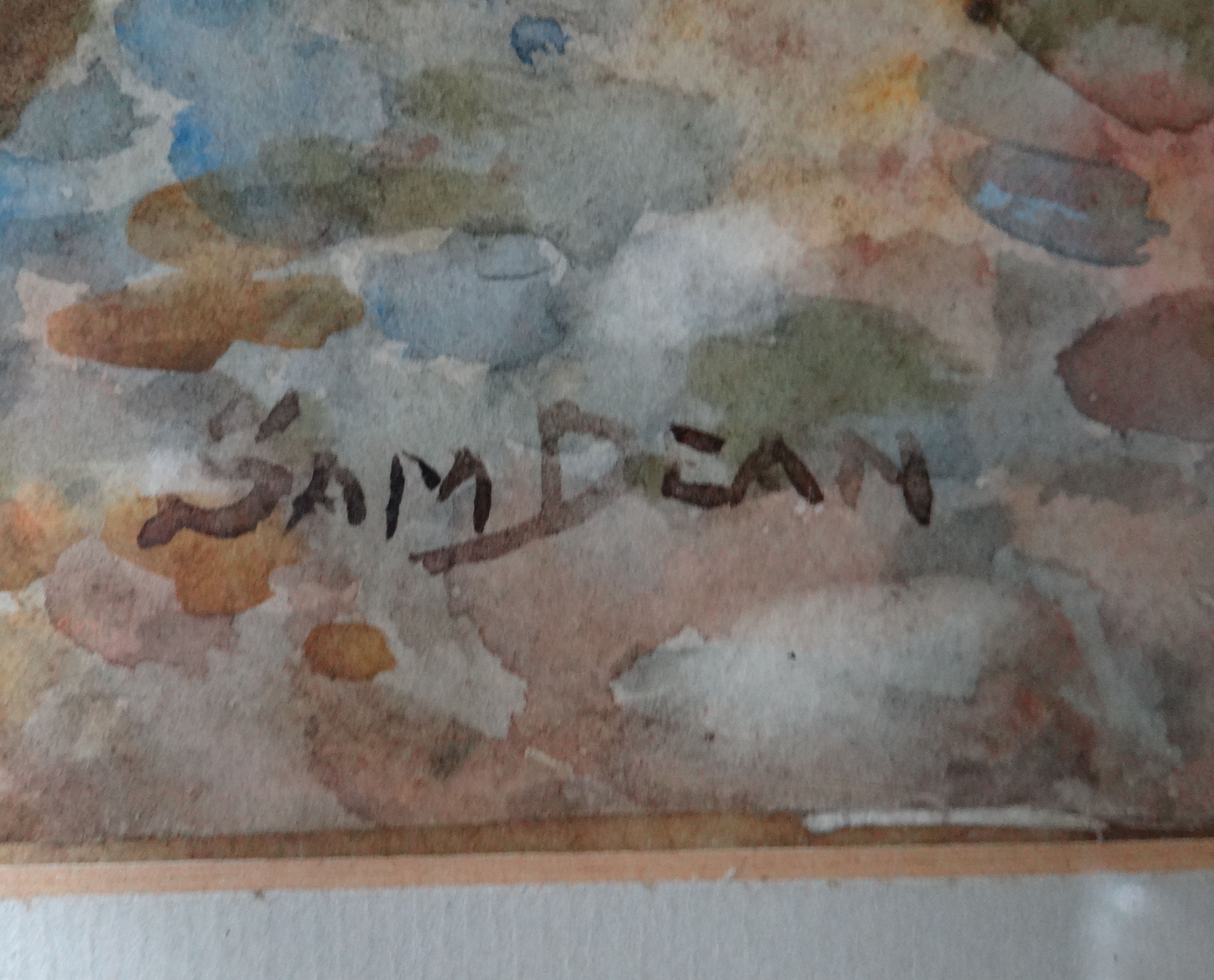 Sam Dean XX, Watercolour. Trout fishing on a woodland river. Signed lower right. - Image 3 of 5