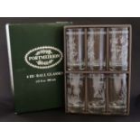 A boxed set of 6 Portmeirion Hi-Ball clear glasses in 'Botanic Garden' pattern,
